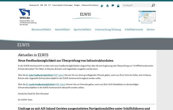 Vorschau von www.elwis.de, Elektronisches Wasserstraßen-Informationssystem (ELWIS)