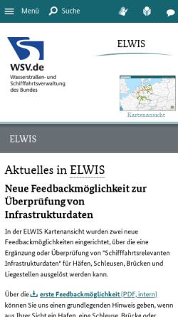 Vorschau der mobilen Webseite www.elwis.de, Elektronisches Wasserstraßen-Informationssystem (ELWIS)