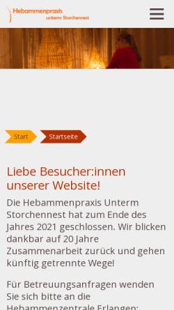 Vorschau der mobilen Webseite www.unterm-storchennest.de, Hebammenpraxis Unterm Storchennest