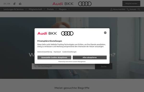 Vorschau von www.audibkk.de, Audi Betriebskrankenkasse (AUDI BKK)