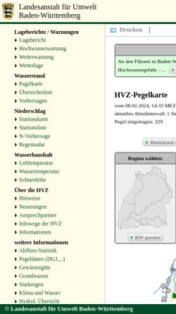 Vorschau der mobilen Webseite www.hvz.baden-wuerttemberg.de, Hochwasservorhersagezentrale Baden-Württemberg