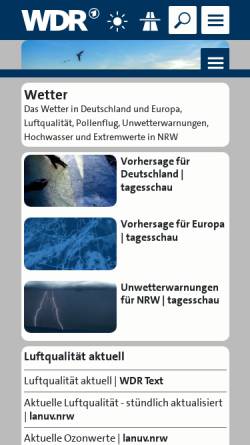 Vorschau der mobilen Webseite www1.wdr.de, Rheinpegel und Hochwasserinformationen [WDR]