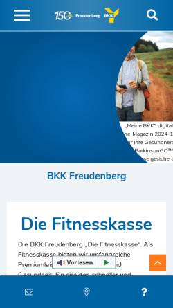 Vorschau der mobilen Webseite www.bkk-freudenberg.de, Betriebskrankenkasse Freudenberg (BKK Freudenberg)