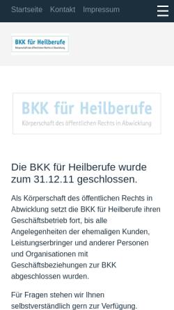 Vorschau der mobilen Webseite www.bkk-heilberufe.de, Betriebskrankenkasse für Heilberufe (BKK Heilberufe)