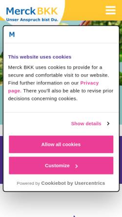 Vorschau der mobilen Webseite www.bkk-merck.de, Betriebskrankenkasse Merck (BKK MERCK)
