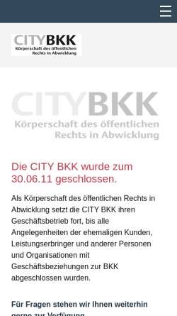 Vorschau der mobilen Webseite www.citybkk.de, City BKK