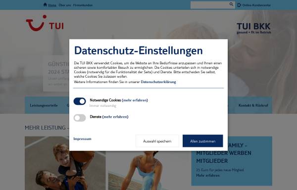 Vorschau von www.bkk-tui.de, TUI Betriebskrankenkasse (BKK TUI)