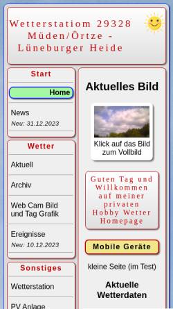 Vorschau der mobilen Webseite www.muedenwetter.de, Wetterstaion Müden/Örtze