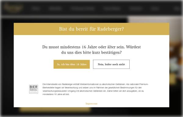 Vorschau von www.radeberger.de, Radeberger Exportbierbrauerei GmbH