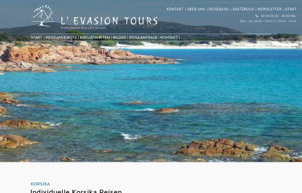 Vorschau von www.corse-evasion.de, L'Evasion Tours