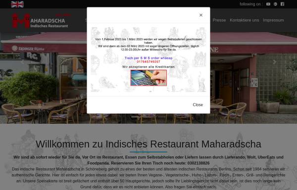 Vorschau von www.maharadscha2.de, Restaurant Maharadscha