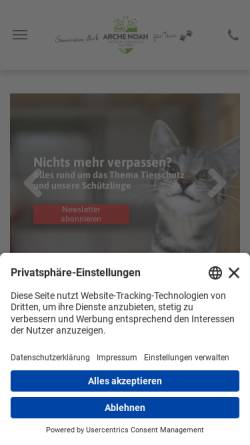 Vorschau der mobilen Webseite www.archenoah.at, Aktiver Tierschutz Steiermark