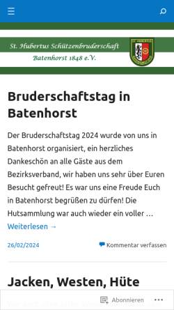 Vorschau der mobilen Webseite schuetzenverein-batenhorst.org, Sankt Hubertus-Schützenbruderschaft Batenhorst e.V.
