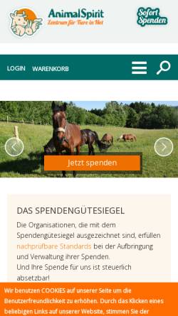 Vorschau der mobilen Webseite www.animal-spirit.at, Animal Spirit - Zentrum für Tiere in Not