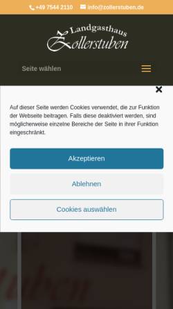 Vorschau der mobilen Webseite www.zollerstuben.de, Gasthaus Zollerstuben