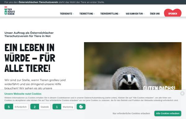 Vorschau von www.tierschutzverein.at, Österreichischer Tierschutzverein