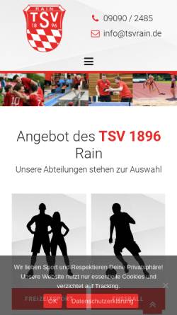 Vorschau der mobilen Webseite www.tsvrain.de, TSV 1896 Rain am Lech