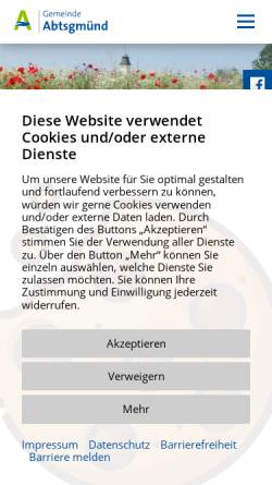 Vorschau der mobilen Webseite www.abtsgmuend.de, Gemeinde Abtsgmünd