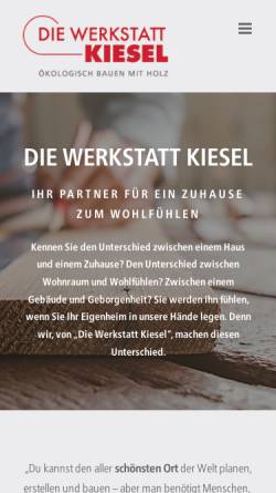 Vorschau der mobilen Webseite www.die-werkstatt-kiesel.de, Zimmerei Holzbau Kiesel GmbH