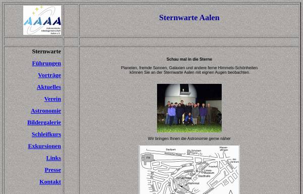 Vorschau von www.sternwarte-aalen.de, Astronomische Arbeitsgemeinschaft Aalen e.V.