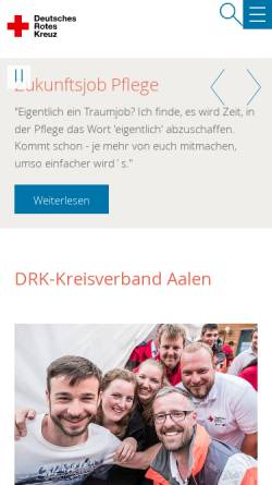 Vorschau der mobilen Webseite www.drk-aalen.de, DRK Kreisverband Aalen e.V.