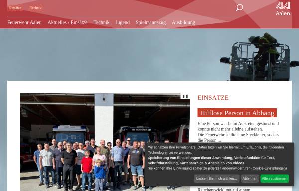 Vorschau von www.feuerwehr-aalen.de, Feuerwehr Stadt Aalen