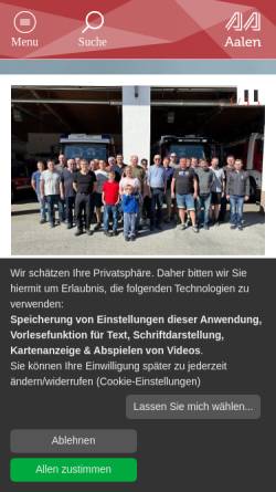 Vorschau der mobilen Webseite www.feuerwehr-aalen.de, Feuerwehr Stadt Aalen