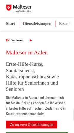Vorschau der mobilen Webseite www.malteser-aalen.de, Malteser Hilfsdienst in Aalen