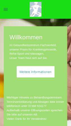Vorschau der mobilen Webseite www.gesundheitszentrum-fachsenfeld.de, Gesundheitszentrum Fachsenfeld