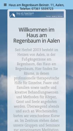 Vorschau der mobilen Webseite www.hausamregenbaum.de, Haus am Regenbaum - Praxis für Körper- und Psychotherapie