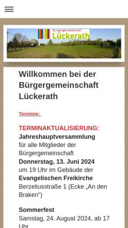 Vorschau der mobilen Webseite www.lueckerath-online.de, Bürgergemeinschaft Lückerath