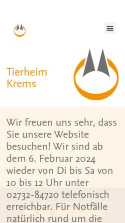 Vorschau der mobilen Webseite www.tierheim-krems.at, Tierschutzverein Krems