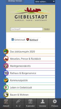 Vorschau der mobilen Webseite www.giebelstadt.de, Markt Giebelstadt