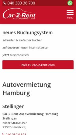 Vorschau der mobilen Webseite car-2-rent.de, Autoverleih Stellingen