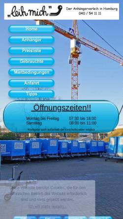 Vorschau der mobilen Webseite www.leihmich-anhaenger.de, Leih Mich Anhänger Vertriebs GmbH
