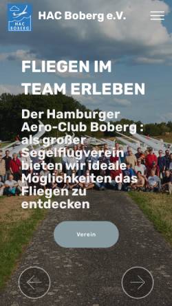 Vorschau der mobilen Webseite www.hac-boberg.de, Hamburger Aero Club Boberg e.V.