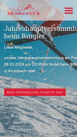 Vorschau der mobilen Webseite www.skiclub-krumbach.de, Skiclub Krumbach e.V.