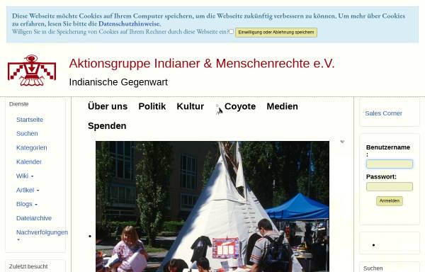 Vorschau von www.aktionsgruppe.de, Aktionsgruppe Indianer und Menschenrechte e.V.