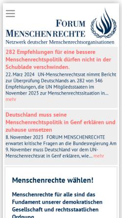 Vorschau der mobilen Webseite www.forum-menschenrechte.de, Forum Menschenrechte