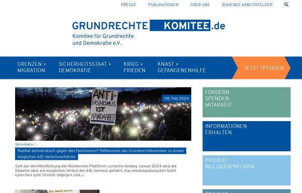 Vorschau von www.grundrechtekomitee.de, Komitee für Grundrechte und Demokratie