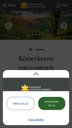 Vorschau der mobilen Webseite sverigesnationalparker.se, Söderåsens Nationalpark