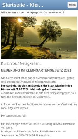 Vorschau der mobilen Webseite www.gartenfreunde12.at, KGV Gartenfreunde 12