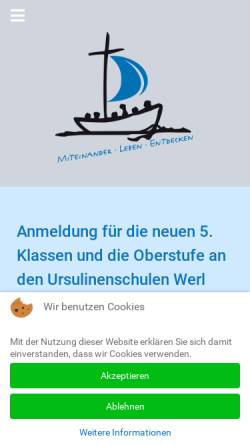 Vorschau der mobilen Webseite www.ursulinengymnasium-werl.de, Ursulinengymnasium Werl