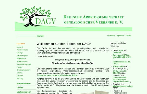 Vorschau von www.dagv.org, Deutsche Arbeitsgemeinschaft genealogischer Verbände e.V. (DAGV)