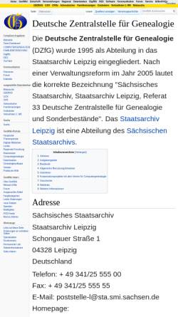 Vorschau der mobilen Webseite wiki-de.genealogy.net, GenWiki - Deutsche Zentralstelle für Genealogie