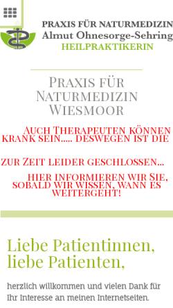 Vorschau der mobilen Webseite www.almut-ohnesorge.de, Naturheilpraxis Almut Ohnesorge