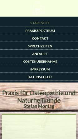 Vorschau der mobilen Webseite www.praxismontag.de, Praxis für Osteopathie und Naturheilkunde