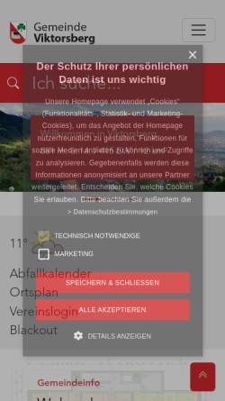 Vorschau der mobilen Webseite www.viktorsberg.at, Gemeinde Viktorsberg