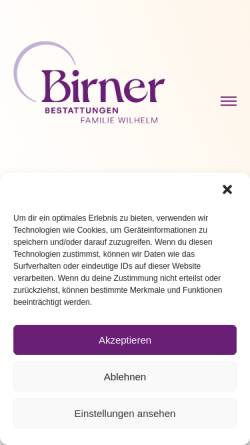 Vorschau der mobilen Webseite www.bestattungen-birner.de, Bestattungen Birner