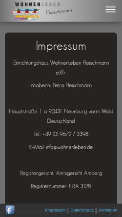 Vorschau der mobilen Webseite www.wohnenleben.de, Wohnen & Leben Fleischmann